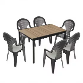 Set vrtnog namještaja Lagos 6+1 u boji javor-grafit