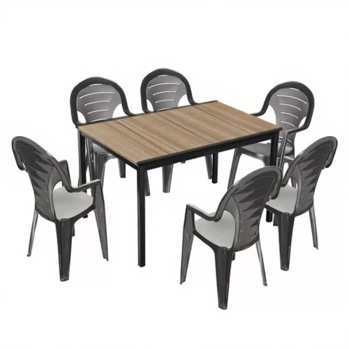 Set vrtnog namještaja Lagos 6+1 u boji javor-grafit
