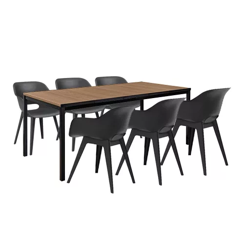 Flora Large 6+1 set vrtnog namještaja u boji javor-grafit