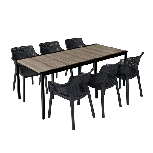 Romen Large set vrtnog namještaja 6+1 u grafitno sivoj boji jelen