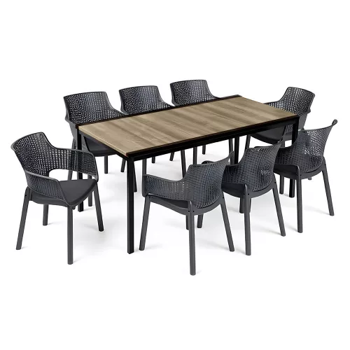 Romen Large 8+1 set vrtnog namještaja u boji javor-grafit