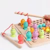 2-u-1 Montessori drvena igračka: ribolov i zagonetka s lopticom