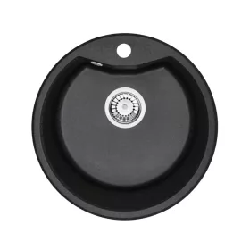 Okrugla granitna sudopera s slavinom, crna
