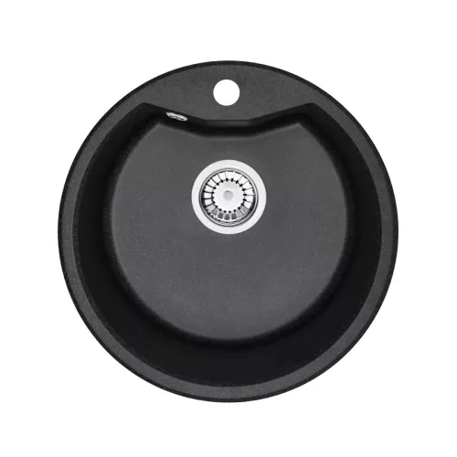 Okrugla granitna sudopera s slavinom, crna