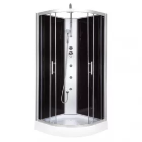 FARO 80x80 cm zakrivljena tuš-kabineta s hidromasažom