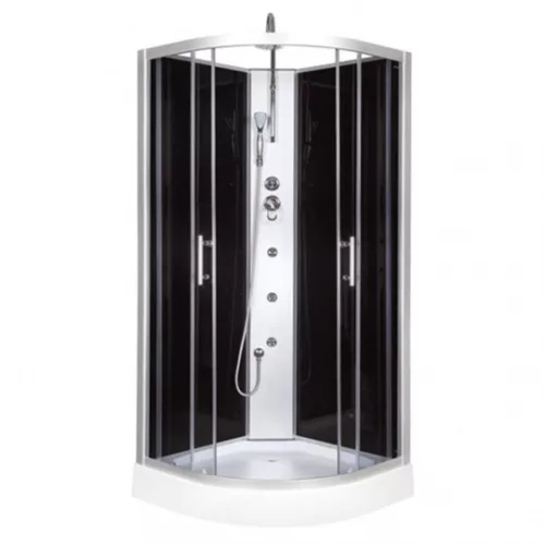 FARO 80x80 cm zakrivljena tuš-kabineta s hidromasažom