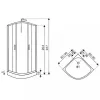FARO 80x80 cm zakrivljena tuš-kabineta s hidromasažom