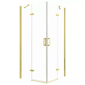   Flow Gold četvrtasto zaobljena tuš-kabineta s zakrivljenim profilom bez tuš-tave