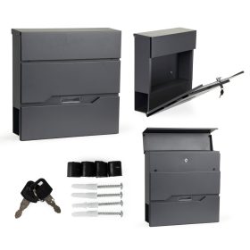   Galvanizirana metalna poštanska kutija s držačem za novine, antracit