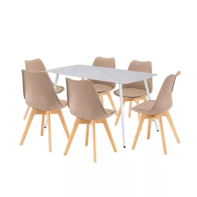 Blagovaonski set Ravena 6+1 u bijeloj i bež boji