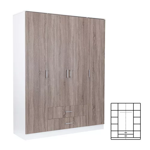 Ormar Miami 160x205 cm, hrast i bijela