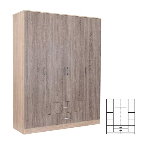 Ormar Miami 160x205 cm, York javor i Sonoma javor
