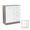 Komoda Miami, 1 vrata, 4 ladice, 80x92 cm, bijela-York hrast