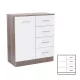 Komoda Miami, 1 vrata, 4 ladice, 80x92 cm, bijela-York hrast