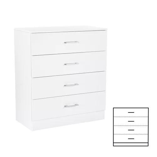 Komoda Miami s 4 ladice, 80x92 cm, bijela-bijela
