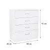 Komoda Miami s 4 ladice, 80x92 cm, bijela-bijela