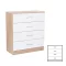 Komoda Miami s 4 ladice, 80x92 cm, bijela-Sonoma hrast