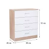 Komoda Miami s 4 ladice, 80x92 cm, bijela-Sonoma hrast