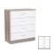 Komoda Miami s 4 ladice, 80x92 cm, bijela-York hrast