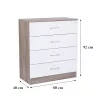 Komoda Miami s 4 ladice, 80x92 cm, bijela-York hrast