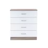 Komoda Miami s 4 ladice, 80x92 cm, bijela-York hrast
