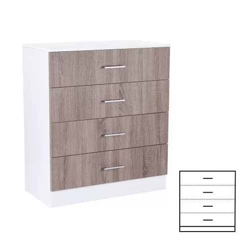Komoda Miami s 4 ladice, 80x92 cm, jorkova hrast-bijela