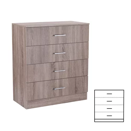 Komoda Miami s 4 ladice, 80x92 cm, hrastovo drvo