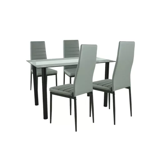 Mezza 4+1 blagovaonski set, sivo-crni