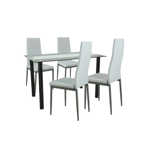 Mezza 4+1 blagovaonski set u bijeloj i sivoj