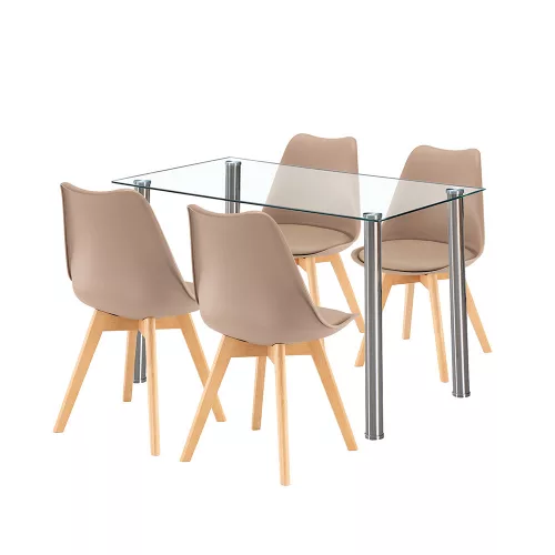 Blagovaonski set Velon 4+1 u bijeloj i bež boji