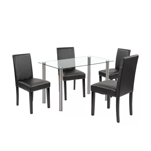 Karin 4+1 blagovaonski set u bijeloj i crnoj boji