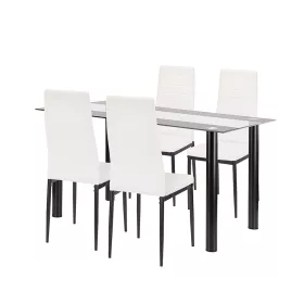 Denton 4+1 blagovaonski set u bijeloj i crnoj boji