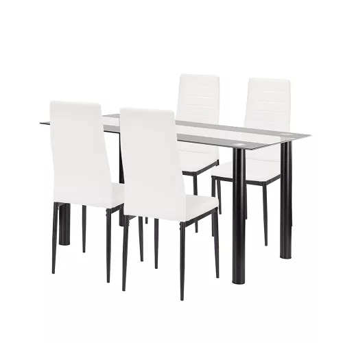 Denton 4+1 blagovaonski set u bijeloj i crnoj boji