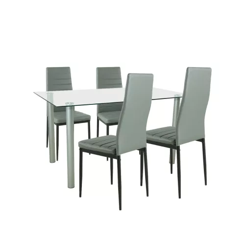 Blagovaonski set Verna 4+1, sivo-crni