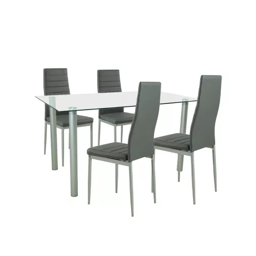 Blagovaonski set Verna 4+1, sivo-sivo