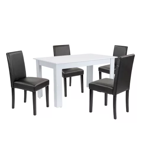 Blagovaonski set Leon 4+1 u bijeloj i crnoj boji
