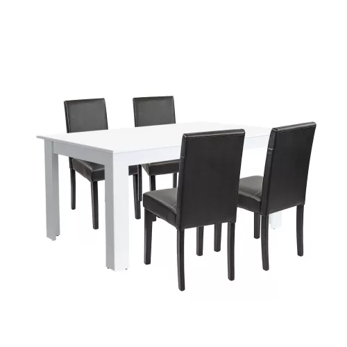 Blagovaonski set Leon 4+1 u bijeloj i crnoj boji
