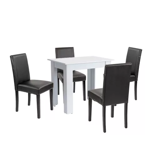 Blagovaonski set Leon 4+1 u bijeloj i crnoj boji