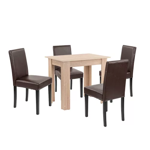 Blagovaonski set Leon 4+1 u tamnoj boji Sonoma hrast