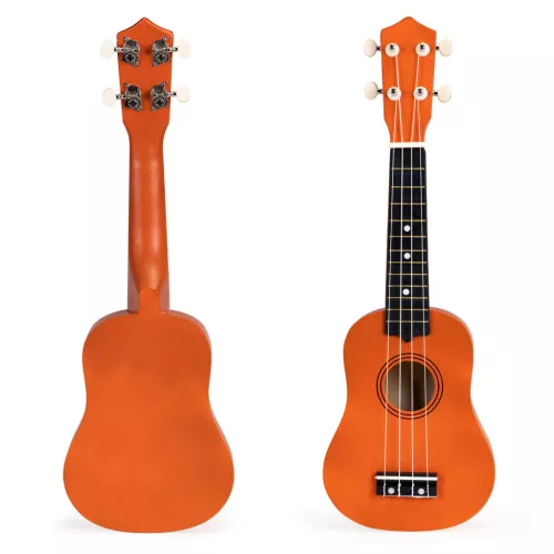 Drvena dječja gitara-ukulele, 4 najlonske žice, smeđa