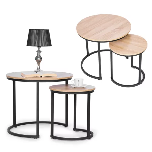 Set stolića za kavu s metalnim okvirom, 2 komada