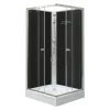 Polo Black II 90x90 cm četvrtasta crna tuš-kabineta s tuš-tanjurom za zidnu montažu