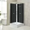 Polo Black II 90x90 cm četvrtasta crna tuš-kabineta s tuš-tanjurom za zidnu montažu