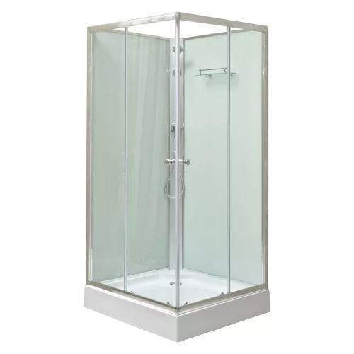 Polo White II 80x80 cm kvadratna bijela tuš-kabineta za vanjske zidove s tuš-podnicom