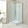 Polo White II 90x90 cm kvadratna bijela tuš-kabineta za vanjski zid s tuš-podnicom