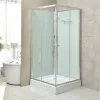 Polo White II 90x90 cm kvadratna bijela tuš-kabineta za vanjski zid s tuš-podnicom