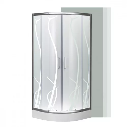 Spirit Bamboo 80x80 cm zakrivljena tuš-kabineta s tuš-podlogom