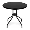 Okrugli vrtni stol s metalnim okvirom, 80 cm, kaljeno staklo, crna