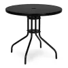 Okrugli vrtni stol s metalnim okvirom, 80 cm, kaljeno staklo, crna