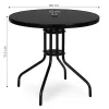 Okrugli vrtni stol s metalnim okvirom, 80 cm, kaljeno staklo, crna